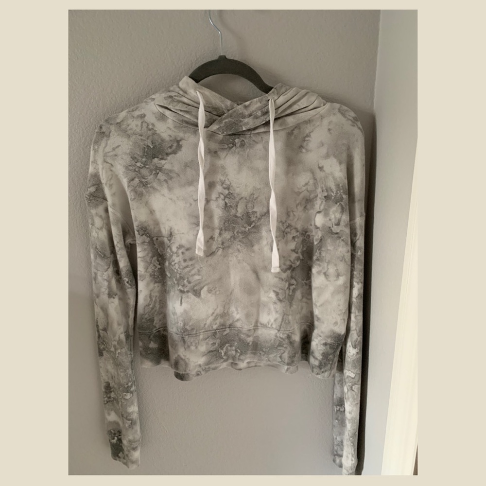 Grey Tie dye cropped hoodie